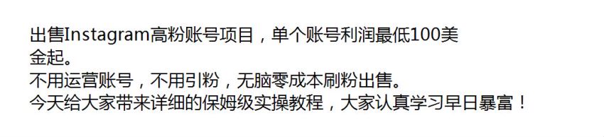 出售 Ins 高粉账号，无脑零成本刷粉出售即可变现 47.34MB