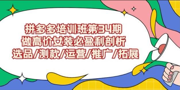 拼多多做高价女装培训班 34 期，选品、运营、推广等 672.95MB