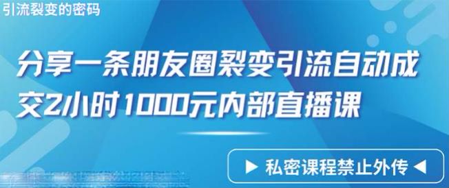 仅靠一条朋友圈裂变引流实现变现课程，揭秘引流裂变的秘密 384.06MB