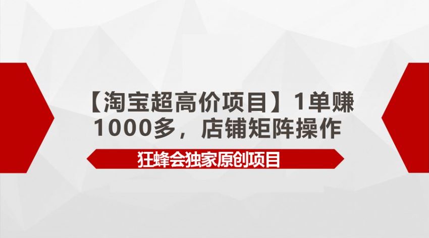 淘宝超高价也能出单课程，模式跑通后可矩阵放大 318.96MB