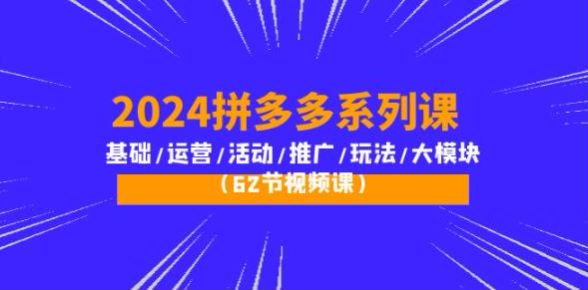 2024 拼多多基础运营系列课程，学会活动、推广、各类玩法等技巧 2.33GB