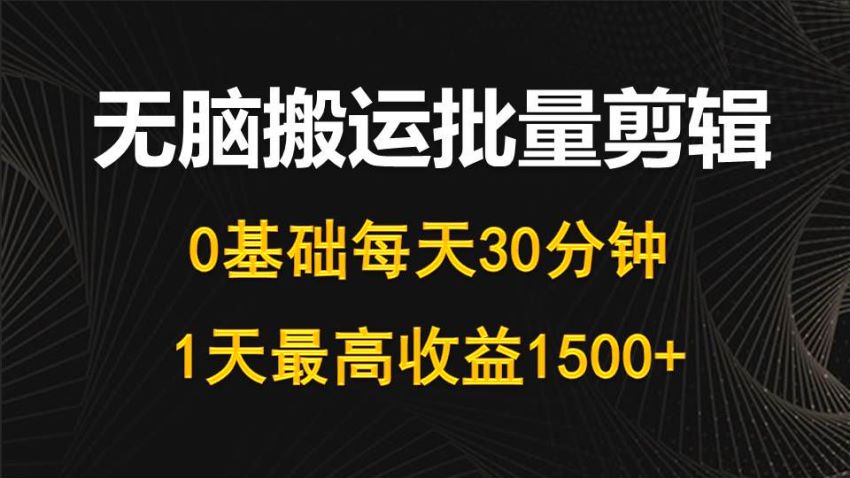 短视频自媒体脑搬运剪辑运营课拆解，先上车才能先吃肉 887.64MB