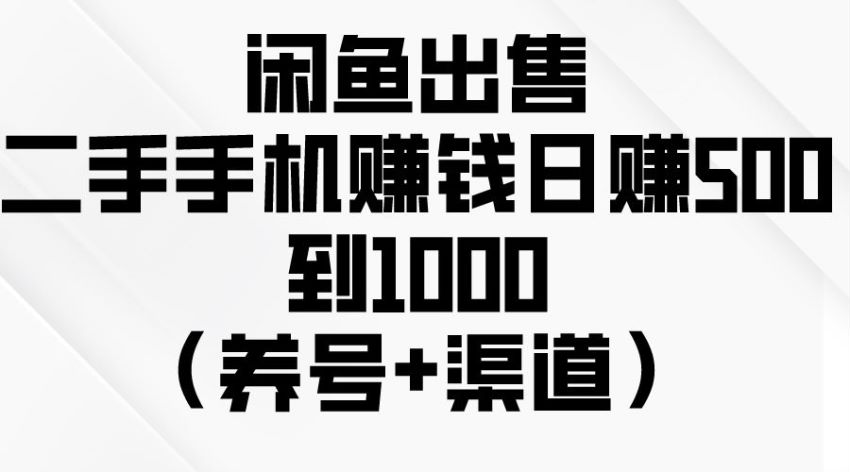 闲鱼利用信息差出售二手手机项目，不用什么技术操作 87.56MB