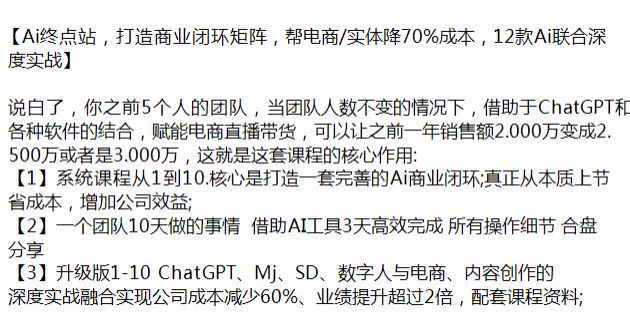 打造完善的 Ai 商业闭环课程，利用 AI 工具提升效率 6.15GB