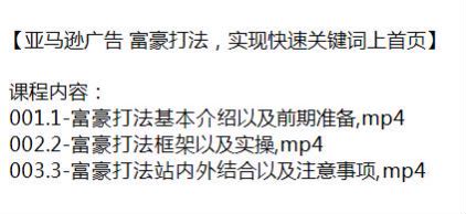 亚 Ma 逊广告关键词上首页富豪玩法，打法框架以及实操课 83.05MB