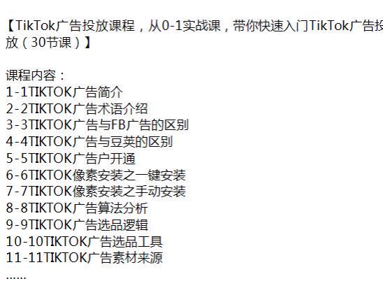 TikTok0- 1 广告投放实战课，广告算法分析、广告选品工具、广告测款等 933.78MB