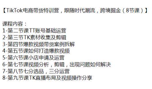 TikTok 电商带货基础运营到打造爆款课程，TK 直播布局及视频操作等 1.80GB