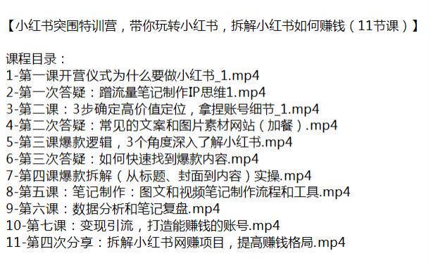 小红书从定位到爆款拆解课程，拆解小红书网赚项目提高赚米格局 839.07MB