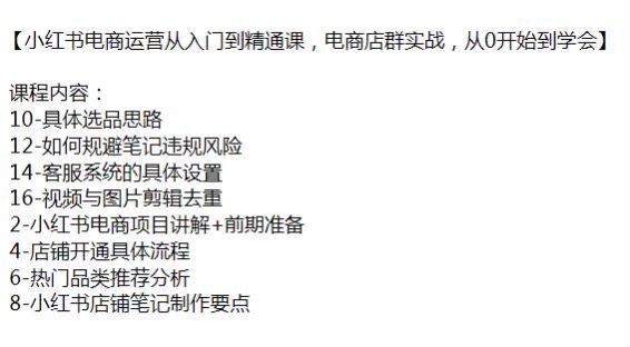 小红书电商店群实战运营课，教你规避笔记违规风险店铺开通流程等 99.07MB