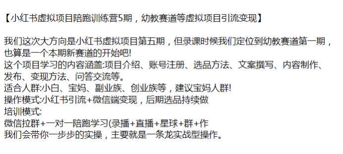 小红书幼教赛道等虚拟项目课程 5 期，原理小红书引流到后端变现 380.94MB