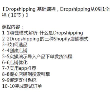 Dropshipping 基础入门课，创建店铺、选品、店铺优化等 107.70MB