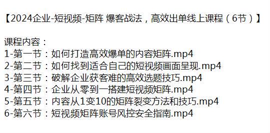 2024 企业短视频高效出单矩阵爆客玩法，企业从零到一搭建短视频矩阵 499.27MB