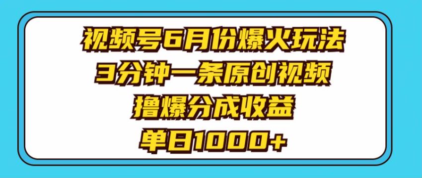 6 月份视频号撸分成收益课程，用 AI 生成原创视频 348.64MB