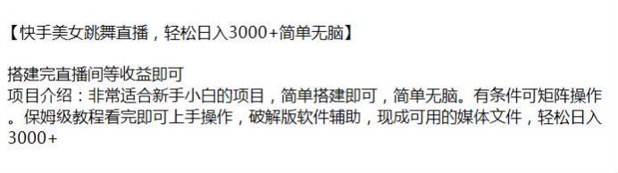 搭建快手直播美女跳舞课程，吸引男粉变现更容易 - 软件未经测试 21.17MB