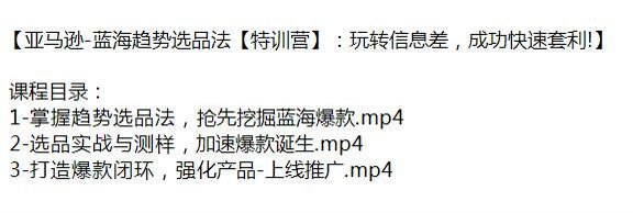 亚 Ma 逊选品挖掘蓝海爆款课程，选品实战打造爆款闭环 1.72GB