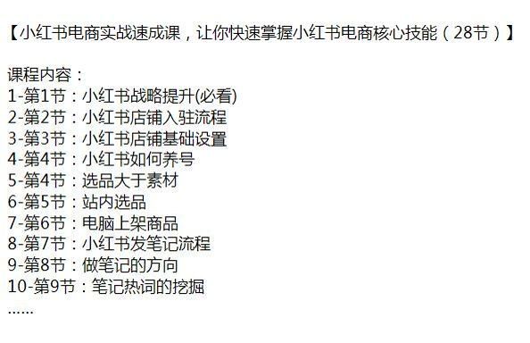 小红书电商快速掌握核心技能课，战略提升、如何养号等 929.14MB