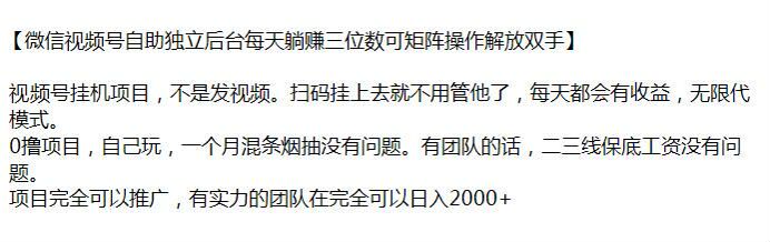 微信视频号扫码挂机项目，请注意该项目有风险（站长注）245.93MB