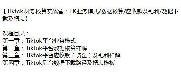 Tiktok 财务数据核算祥解，平台应收款及毛利祥解等 331.17MB