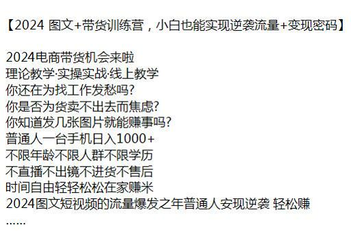 2024 电商图文带货逆袭流量变现课，普通人实现逆袭轻松赚收益 13.21GB