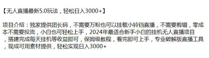 2024 年无人直播 5.0 玩法，零成本不需要投流 86.31MB