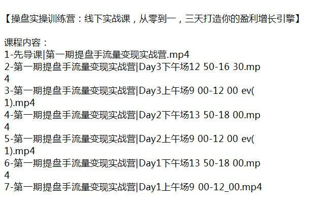 操盘手流量变现线下实战营，零到一打造盈利增长引擎 38.56GB