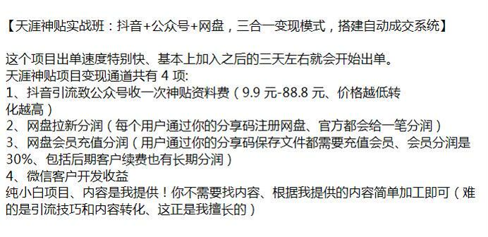 天涯神贴做网盘拉新实战课，也可以拓展其他渠道变现 62.82KB