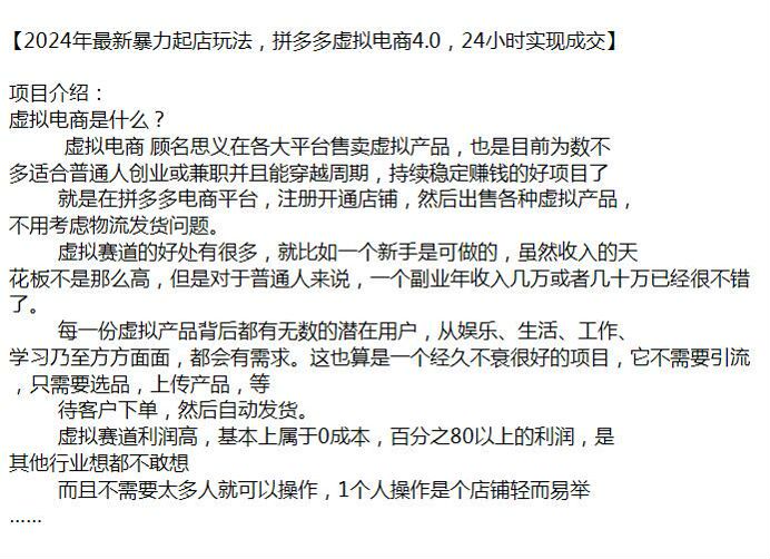 2024 年拼多多售卖虚拟产品教程，利润高但容易违规 510.09MB