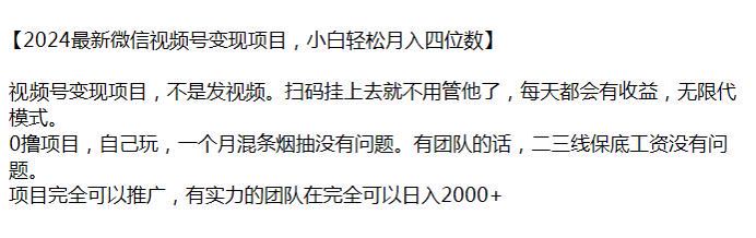 2024 微信视频号 0 撸项目，可能存在收费内容，仅供参考思路源 191.10MB