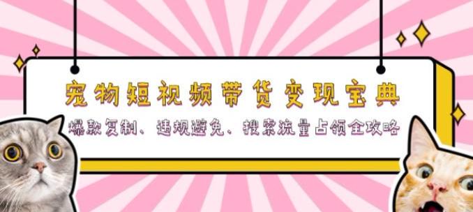 宠物短视频营销变现拆解，宠物电商从避免违规到复盘优化全流程源 1.20GB